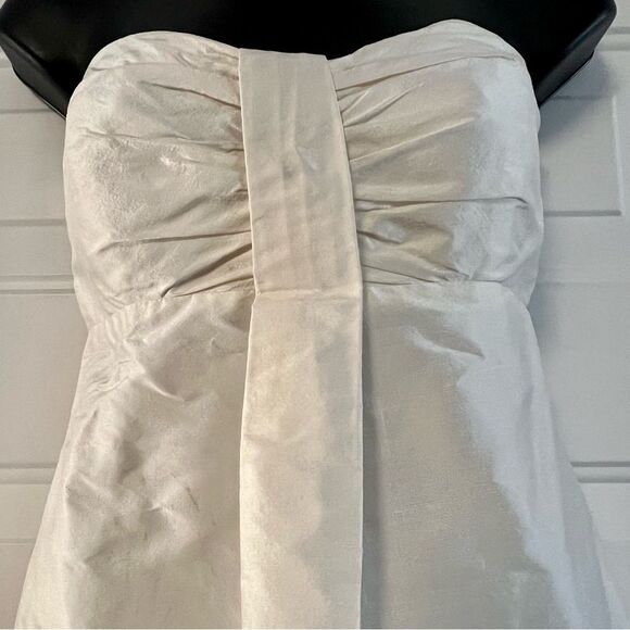 COREN MOORE NEW YORK Strapless Ivory  Silk Shantung Strapless DRESS Cocktail 6 S - Picture 4 of 7